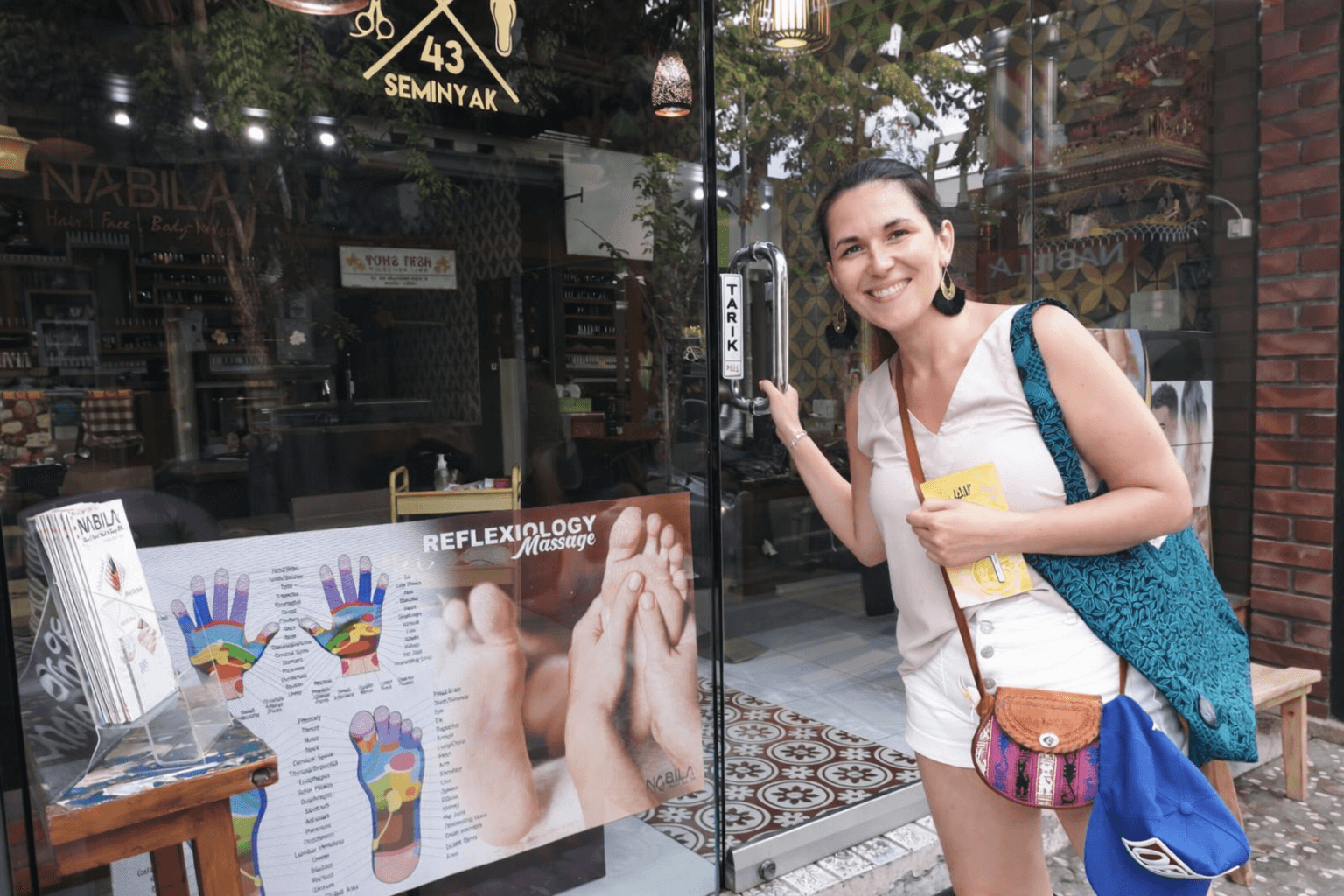 Marta in front of the Reflexology Cliniq